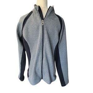 Spyder Full Zip Jacket Gray & Black Sweater Knit Mock Neck Outdoor Activewear
